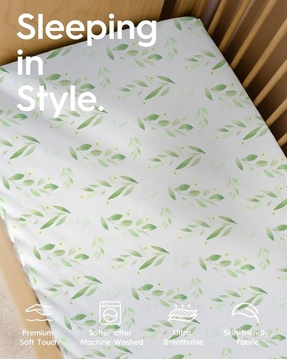 Crib Sheets for Boy Girl, Premium Soft Crib Mattress Fitted Sheet, Ultra Breathable Baby Sheets, Super Stretchy Baby Bed Sheets 28''x52''x9'' Extra Deep Pocket, 2 Pack