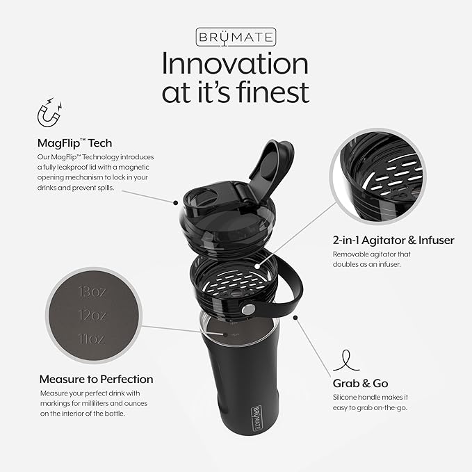 BrüMate MultiShaker Blender Shaker Bottle | 100% Leakproof Insulated Stainless Steel Shaker Bottle | Protein Shaker Bottle, and Pre Workout Bottle for the Gym | 26oz (Denim)