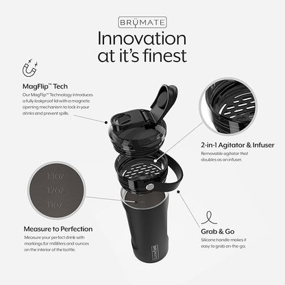 BrüMate MultiShaker Blender Shaker Bottle | 100% Leakproof Insulated Stainless Steel Shaker Bottle | Protein Shaker Bottle, and Pre Workout Bottle for the Gym | 26oz (Denim)