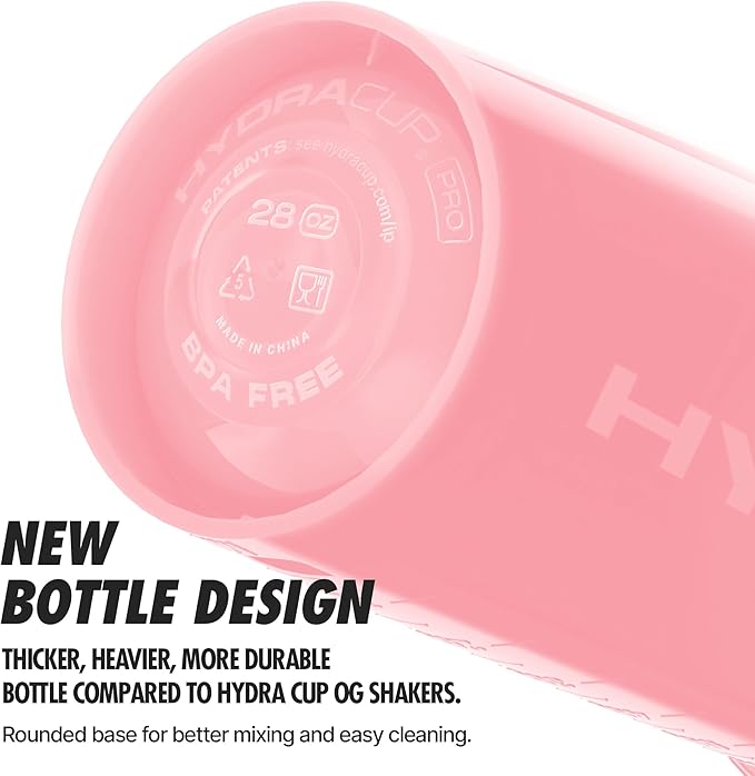 Hydra Cup ProFlow [2 Pack] 28 oz Shaker Bottles for Protein Shakes, Shaker Cups with Ball Blender Whisk, Shaker Bottle with Handle, Travel To Go, BPA Free (Pink & Purple, 28oz)