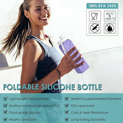 SPECIAL MADE Collapsible Water Bottles Cups Leakproof Valve Reusable BPA Free Silicone Foldable Travel Water Bottle Cup for Gym Camping Hiking Travel Sports Lightweight Durable