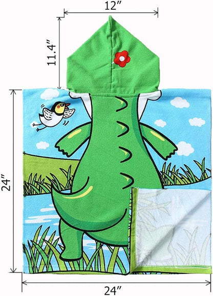 NovForth Kids Beach Towel for Boys Girls, Alligator Hooded Bath Towel Wrap, Toddler Pool Towel with Hood