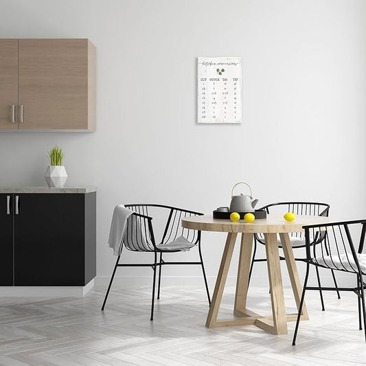 Stupell Industries Kitchen Conversion Chart Neutral Grey Word, Design by Artist Daphne Polselli Wall Art, 13x19, Wood Plaque