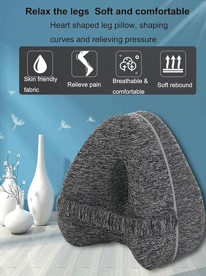 Memory Foam Knee Pillow, Leg Pillow for Sciatica Relief, Back, Hips, Knees Fatigue Relief, Ergonomics Leg Positioner Wedge Pillow with Washable Breathable Cover & Adjustable Elastic Band