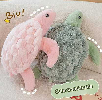 Soft Sea Turtle Plush Toy, Cute Turtle Stuffed Animals, Small Turtle Plush, Tortoise Plushies Pillow Gifts for Kids Adults (Green 11 in)