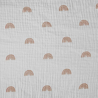 Chippi & Co Little Rainbow Tan Boho Muslin Cotton Fitted Crib Sheet for Baby Standard Size Mattress, boy and girl Unisex Nursery Bedding 52x28x9''