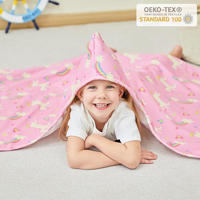 Kids Bath Hooded Towels, Kids Beach Towel for Boys Girls Super Soft and Absorbent, Beach | Pool | Bath | Swim Towels for Baby Kids Ages 0-8, 30X50 in, Unicorn