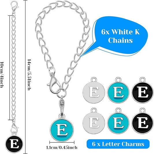 Letter Charm Accessories for Stanley Cup,6PCS Initial Name ID Personalized Handle Charm Personalized Handle Decor Set DIY Identification Handle Letter Charms for Stanley Tumble (E/White/Black/Blue)