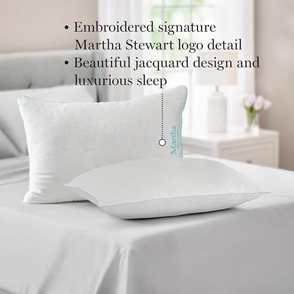 MARTHA STEWART Heirloom Jacquard 2 Piece Bed Pillow Set, 385 TC, Down-Alternative, King