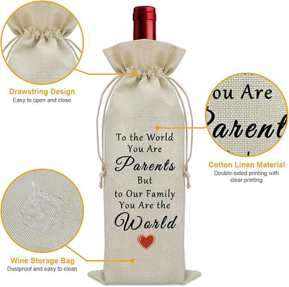 Sazuwu Parents Gifts from Children Wine Bag Mom Dad Gifts from Daughter Dad Gifts for Fathers Day Mom Gifts for Mothers Day Wine Bottle Decoration Bag Wine Accessories Gifts for Wine Lovers