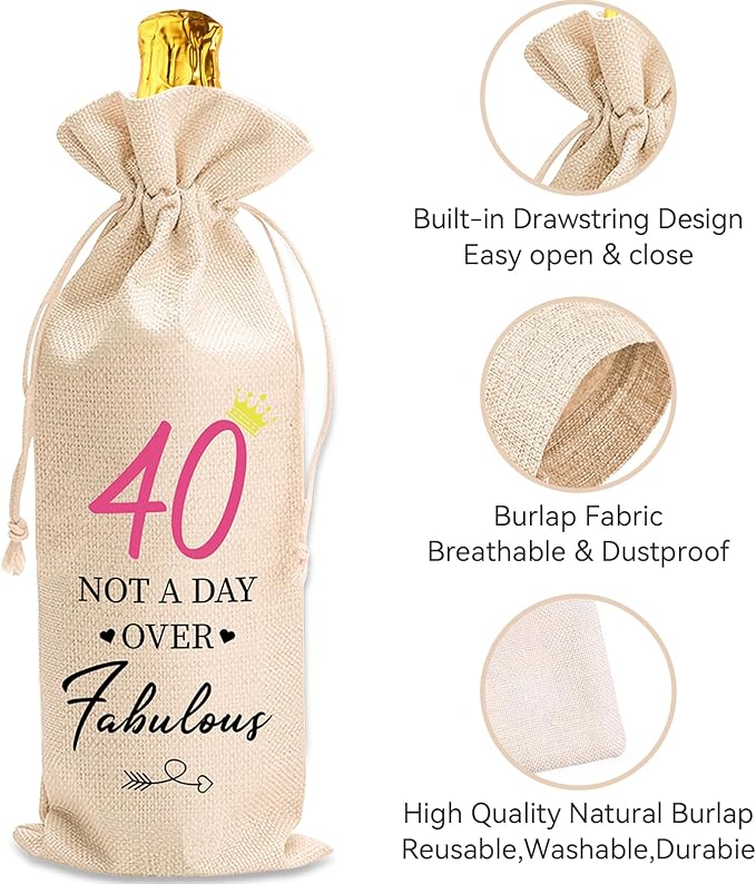 comfit 40th Birthday Gift for Women Men,40 Years Old Birthday Party Decorations,1984 Birthday Wine Bag