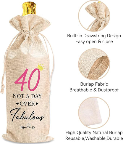 comfit 40th Birthday Gift for Women Men,40 Years Old Birthday Party Decorations,1984 Birthday Wine Bag