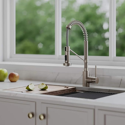 Kraus KPF-1610SFS-KAG-1SFS Bolden Single Handle 18-Inch Commercial Kitchen Faucet with Air Gap, Spot Free Stainless Steel