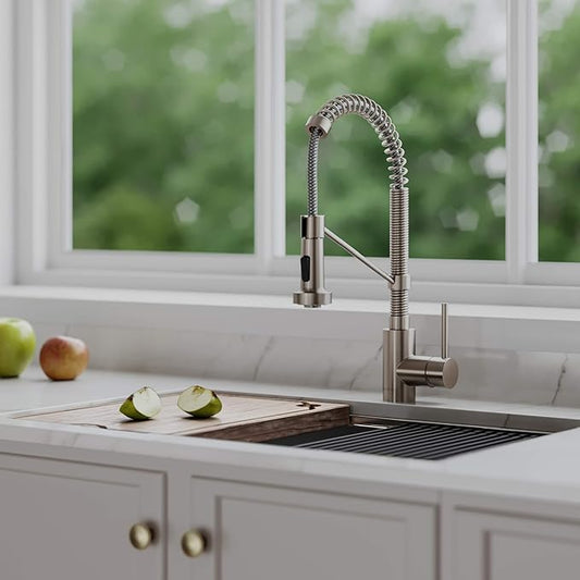 Kraus KPF-1610SFS-KAG-1SFS Bolden Single Handle 18-Inch Commercial Kitchen Faucet with Air Gap, Spot Free Stainless Steel