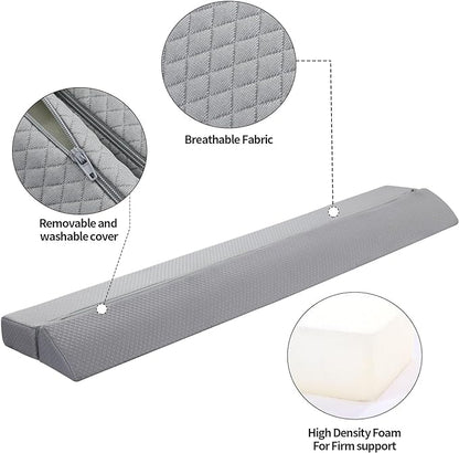 MABOZOO Pillow Wedge for Headboard Gap,Bed Gap Filler Twin Size,Foldable Bed Wedge Pillow for Headboard,Light Grey Bed Wedge Gap Filler,Foam Mattress Gap Filler,39"x6"x6"