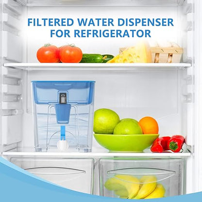 Water Filter Dispenser for Tap and Drinking Water 36-Cup Capacity, BPA Free,Removes Fluoride, Chlorine, Lead, Forever Chemicals (Sea Blue)