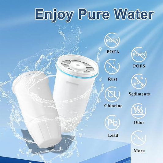 Water Filters Replacement for Zero Water Pitchers and Dispenser, 0 TDS Premium Filtration, Reduce Lead/Chromium/PFOA/PFOS - Improve Tap Water Taste (Pack of 2 by TOMOON)