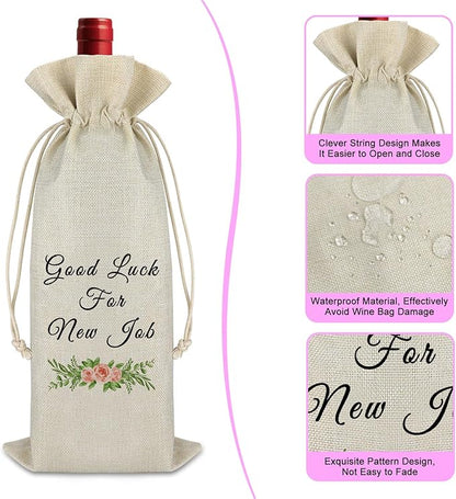 New Job Gift Good Luck Gift for Coworker Wine Bag Farewell Goodbye Leaving Gift for Colleague Friends Boss Congrats New Beginnings Gift Promoted Gift Christmas Gift for Women Men Wine Bottle Bag