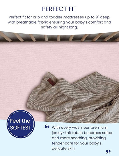 TotAha Premium Stretchy Crib Sheets (2-Pack)-Hypoallergenic, Silky Comfort, Buttery Soft, Calming Effect, All-Season Jersey-Knit Sheets, 9'' Extra Deep Pocket