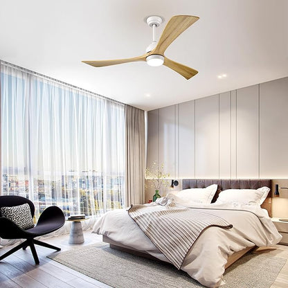 NicBex Ceiling Fan 52 Inch Ceiling Fan with Lights Ceiling Fans with 3 Blades and Remote Control Reversible Ceiling Fan with 6 Wind Speed Levels for Bedroom, Living Room, Natural White