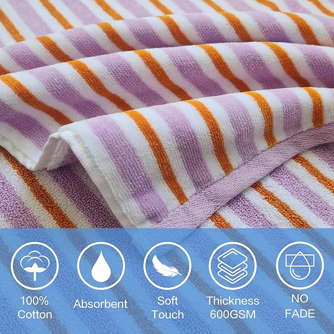 VOOVA & MOVAS Big Kids Poncho Towels with Hood - Girl | Teens (8-16Years) Hooded Pool Towel, Large and Absorbent Cotton Towel Robe - Versatile for Pool, Beach,Swim, and Bath, Orange&Purple