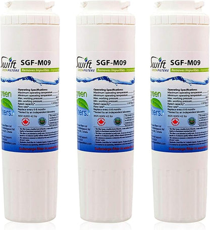 Swift Green Filters SGF-M9 Replacement Refrigerator Water Filter for UKF8001,EDR4RXD1,Filter 4,EFF-6007A,46-9005,46-9006,CLCH101,PuriClean II 67003526 (3 Pack) Made in USA