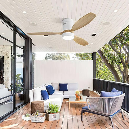 NicBex Ceiling Fan 52 Inch Ceiling Fans with Lights Ceiling Fan with 3 Blades and Remote Control Reversible DC Motor Ceiling Fan for Bedroom, Living Room, Light Natural