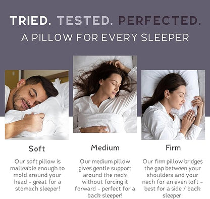 Lincove Signature 100% Natural Canadian White Down Luxury Sleeping Pillow - 800 Fill Power, 500 Thread Count Cotton Shell, Made in Canada, King - Medium, 2 Pack
