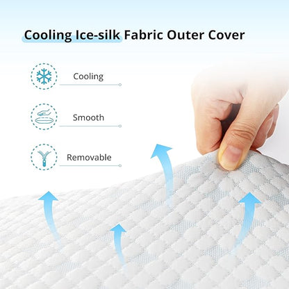 Cooling Shredded Memory Foam Pillows for Hot Sleepers, Adjustable Bed Pillows for Side, Back or Stomach Sleepers, Neck Pillows for Sleeping, Queen Pillow with Removable Cover (1 Pack, Cooling)