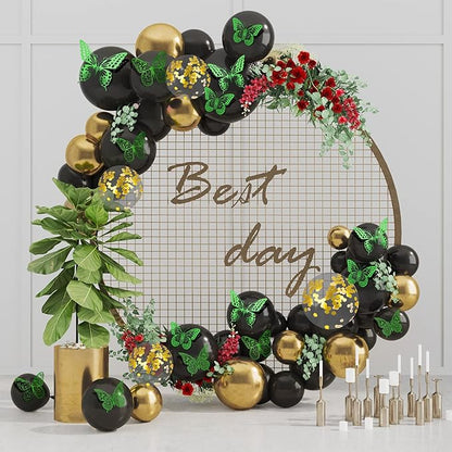 SAOROPEB 3D Butterfly Wall Decor 48 Pcs 4 Styles 3 Sizes, Green Butterfly Birthday Decorations Butterfly Party Decorations Butterfly Cake Decorations, Removable Stickers (Dark Green)