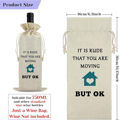 Funny Housewarming Gifts for Women Wine Bag Moving Away Gift for Neighbors Best Friend Family Colleague for Happy House warming Party Decorations Gift for Mother’s Day Christmas Birthday Wine Gift Bag