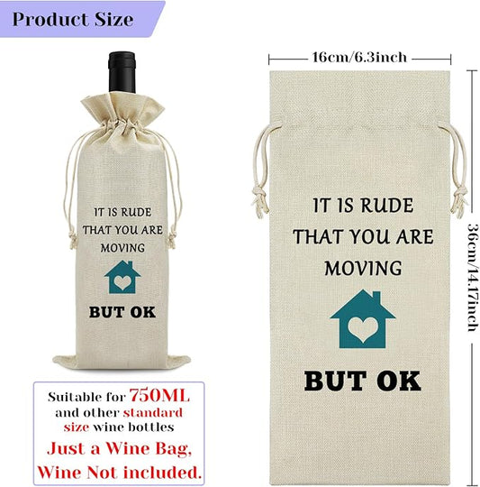 Funny Housewarming Gifts for Women Wine Bag Moving Away Gift for Neighbors Best Friend Family Colleague for Happy House warming Party Decorations Gift for Mother’s Day Christmas Birthday Wine Gift Bag