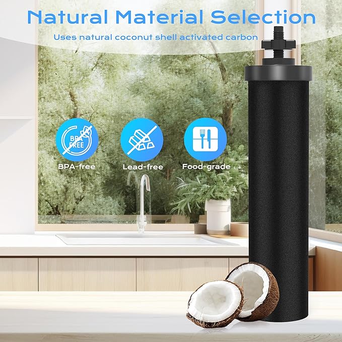 NSF/ANSI 42&372 Certified Water Filter，Gravity Water Filter Replacement for Berkey® BB9-2® Black Purification Elements and Berkey® Gravity Filter System, 4 Pack