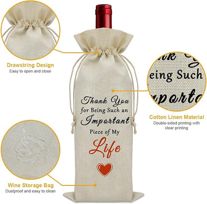 Thank You Gifts for Women Men Wine Bag Friendship Appreciation Gifts Birthday Gifts for Daughter from Mom Wine Bottle Storage Bag Graduation Gifts for Kids Wine Accessories Gifts for Wine Lovers