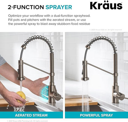 KRAUS Bolden Touchless Sensor Commercial Style 2-Function Single Handle Pull-Down Kitchen Faucet in Matte Black, KSF-1610MB