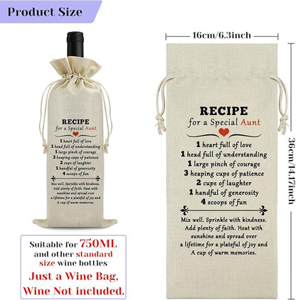 Sfodiary Aunt Gifts from Niece Nephew Wine Bag Auntie Birthday Gifts Wine Bottle Bag Christmas Thanksgiving Mothers Day Gift for Aunt Wine Gift Bags with Drawstrings Thank You Gift for Auntie