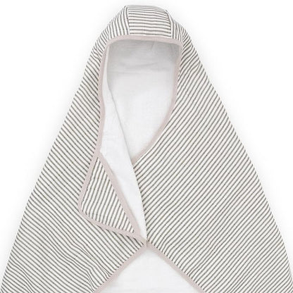 Little Unicorn Cotton Muslin & Terry Hooded Towel, Larger Size 1-6 Years (Grey Stripe)