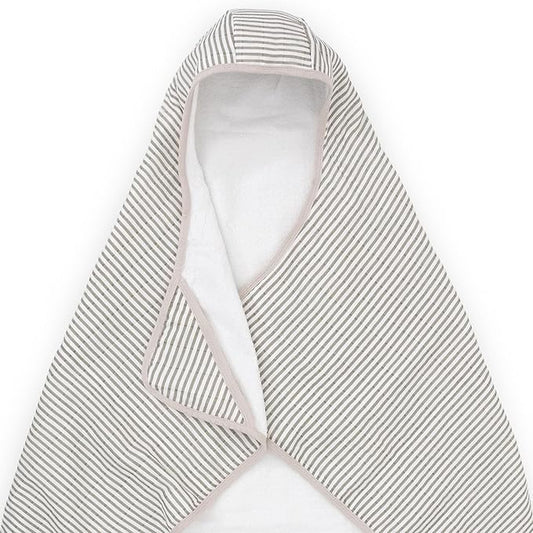 Little Unicorn Cotton Muslin & Terry Hooded Towel, Larger Size 1-6 Years (Grey Stripe)