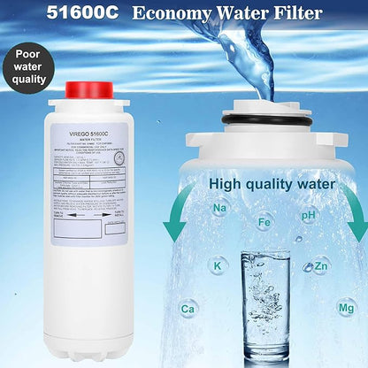 51600C Filter, Replace for Elkay 51600C Replacement Filter By NSF/ANSI 42 Certified, Water Filter 51600C Compatible with Ezh2o Filter Replacement Bottle Filling Station, Filter 51600C No Chip 6000 Gal