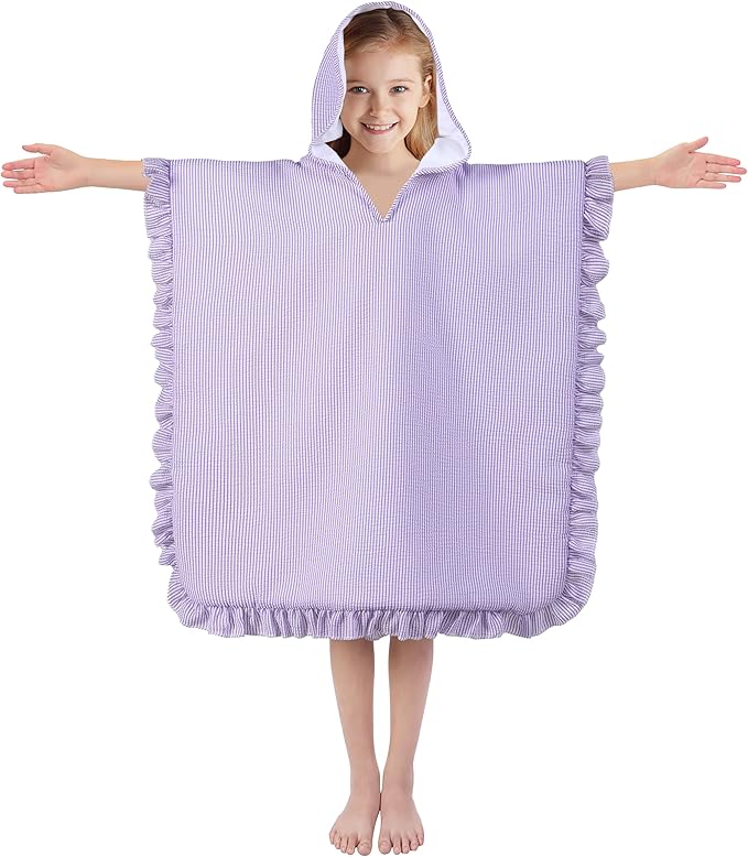 Hooded Towels for Kids,Toddler Bath Towel Swim Cover Up for Ages 3-10 Girls Boys Pool Towels Soft Thick 30"x30" Microfiber Poncho Towel（Purple）
