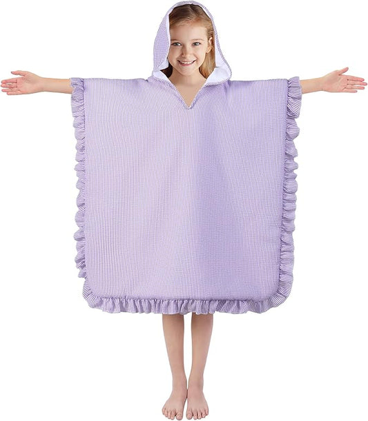 Hooded Towels for Kids,Toddler Bath Towel Swim Cover Up for Ages 3-10 Girls Boys Pool Towels Soft Thick 30"x30" Microfiber Poncho Towel（Purple）