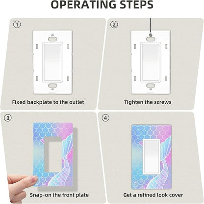 Mermaid tail Outlet Wall Plate Decorative Light Switch Cover Electrical Duplex Combination for Kids Girls Bedroom Kitchen Home Decor Faceplate