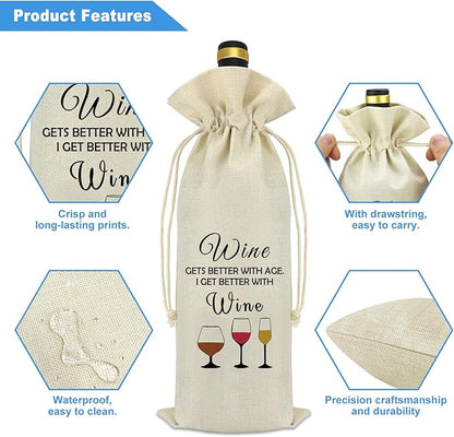 Wine Gift for Wine Lover Wine Bag Birthday Gift for Women Men Wine Lover Gifts for Her Best Friends Friendship Gifts Coworker Boss Leader Gift Funny Wine Themed Gifts Housewarming Gift Wine Bottle Bag