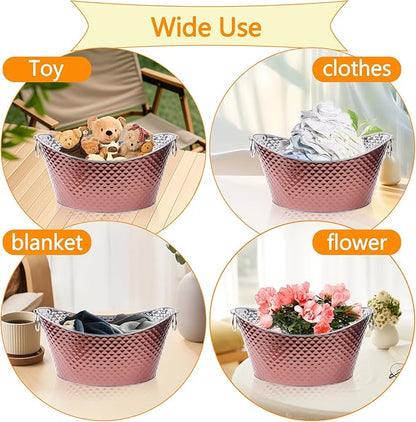 Klmnop Large Ice Bucket, 12L Stainless Steel Beverage Tub with Handles, Rose Gold Drink Tub&Drink Buckets for Parties(RoseGold)