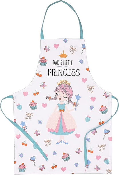 AMOUR INFINI 100% Cotton Little Princess 3-Piece Kitchen Set| Kid's Aprons, Oven Mitts, and Chef Hats|Kitchen Play,Cooking,Grilling,Baking,Thanksgiving,Christmas,Birthday Gift for Girls & Young Chefs