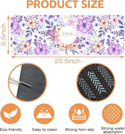 Kitchen Sink Splash Guard Faucet Mat Beautiful Meadow Flowers Sink Splash Guard Behind Faucet,1 PC Soft Diatom Mud Non-Slip Mat-for Kitchen,Dish Drying Mat,Bathroom Faucet Mat 15.5""X5.5""