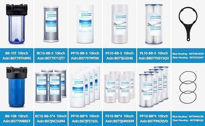 Geekpure 10 Inch PP Sediment Filter Cartridge for Whole House Water Filtration System-4.5" x 10"-5 Micron