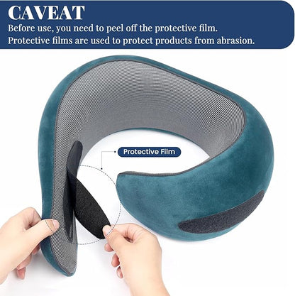 Travel Pillow, Pure Memory Foam Neck Pillow for Airplanes, Comfortable Breathable Cover, Stowable Pillows for Sleeping, Car, Airport Travel Essentials
