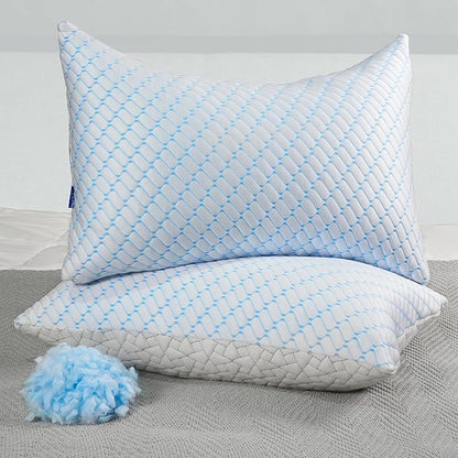 Bafode Memory Foam Pillows Standard Size Set of 2 Cooling Bed Pillow 2 Pack Shredded Memory Foam Pillow for Sleeping 20x26