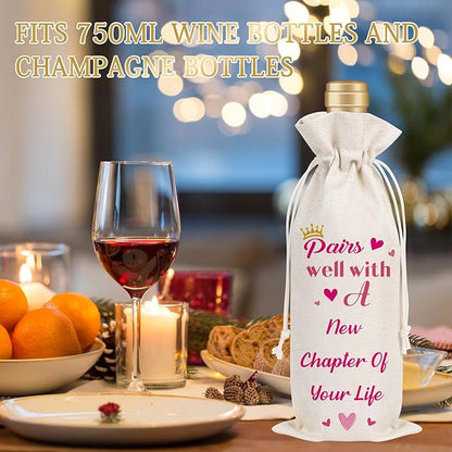 Wxiben New Beginning Gifts for Women - New Job Wine Gift Bag Going Away Gift for Friends Leaving Gifts for Coworker New Business Owner Gifts Engagement Farewell Goodbye Gift for Colleague Boss